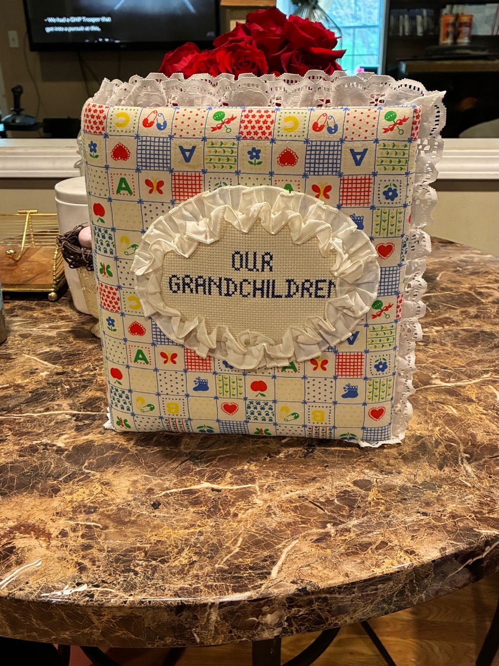 Vintage Handmade 'Our Grandchildren' Keepsake Book Multicolor